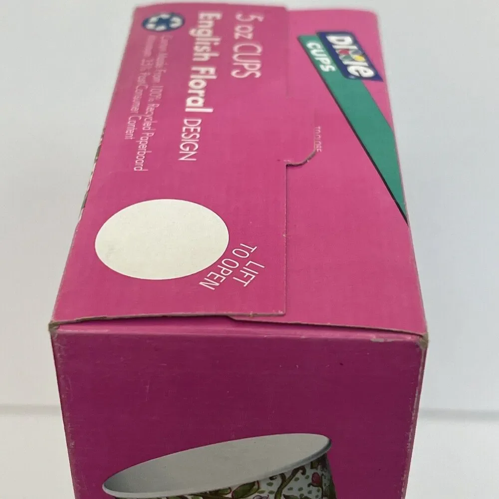 NEW Never Opened Dixie 5 oz Bathroom 100 Cups English Floral Design Vintage 1994